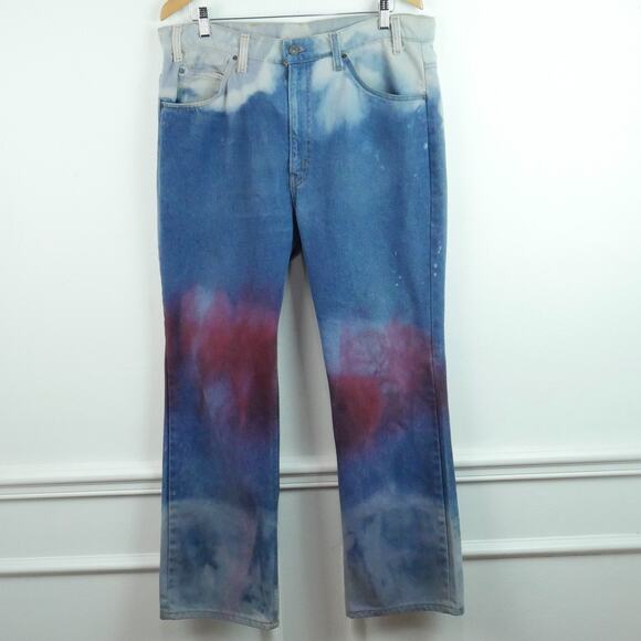 Vintage Levis Orange Tab Bootcut Jeans 37" x 30" Tie Dye Hippy Western Patriotic - Picture 1 of 15